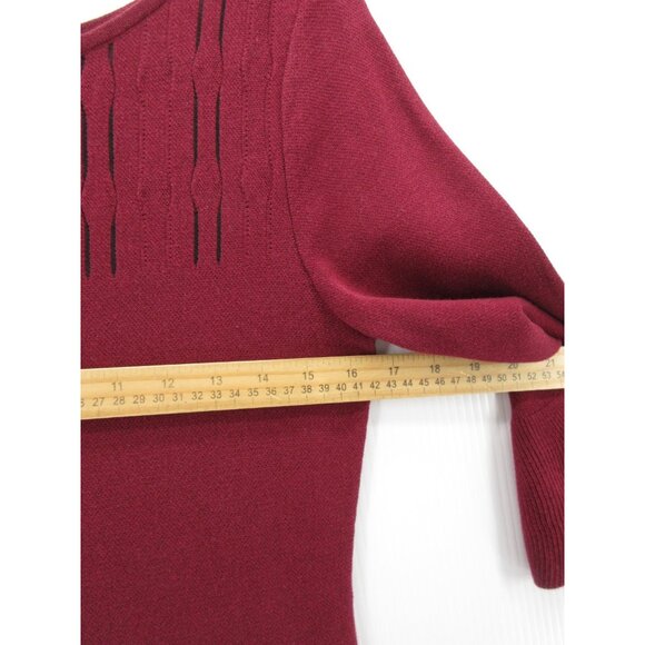 Nic Zoe Dress Small Red Fit Flare Sweater Classic Bell Sleeve - Picture 6 of 11